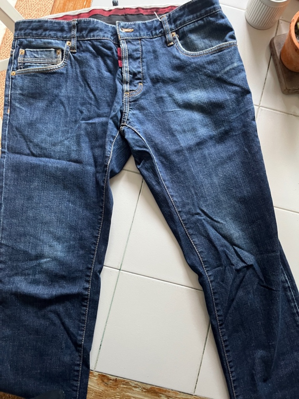 DSQUARED2 Men's Dark Blue Slim Straight Jeans